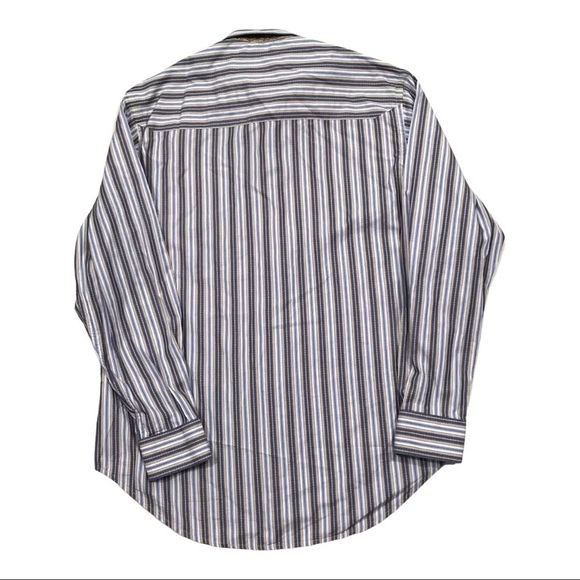 Robert Graham Men's Medium Striped Cotton/Silk Flip Cuff Shirt Embroidered - Picture 4 of 15